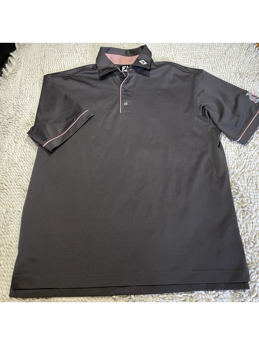 FootJoy Polo Mens XL Golf Shirt Performance Gray Pink Meadowbrook CC